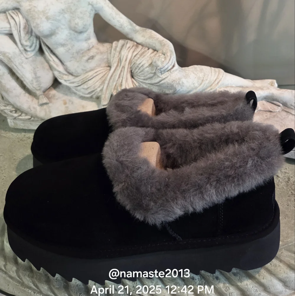 Ugg Nita Platform Suede Indoor Outdoor Slipper Designer Wool Blend #171 - Picture 10 of 16